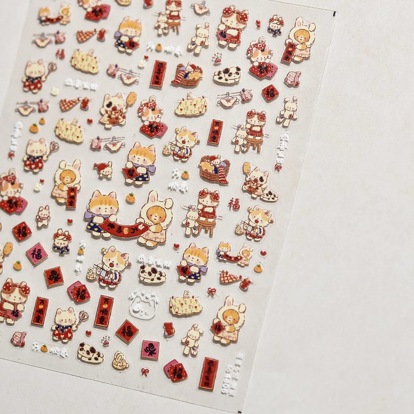 5D Cute Animal Nail Stickers Cute Sketching Graffiti Animal Cat Dog Nail Art Sticker Designs Self Adhesive Decoration Decal