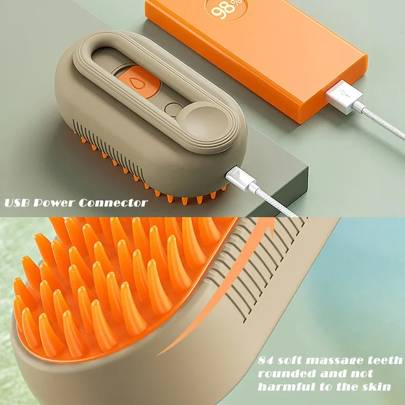 Brosse à vapeur électrique 3 en 1 pour animaux de compagnie, nettoyage pour chats et chiens, spray de massage, peigne de toilettage, poignée rétractable, épilation des poils d'animaux, BeautyBrush