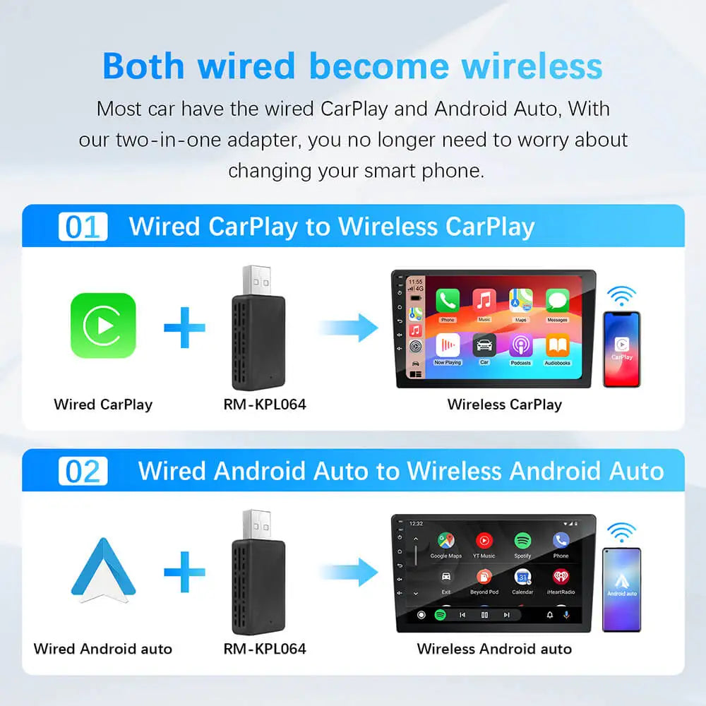 Wireless Carplay Android Auto Adapter Smart Mini Bt Wifi Usb Dongle For OEM Car Plug and Play WiFi Bluetooth Auto Connect