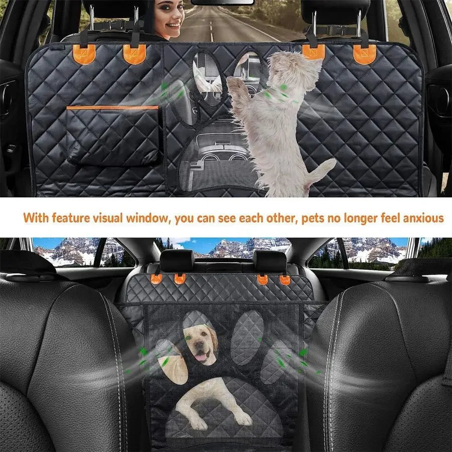 Dog Car Seat Cover for Back Seat 100% Waterproof Dog Car Hammock with Visual Mesh Window and Side Zipper Car Seat Protect