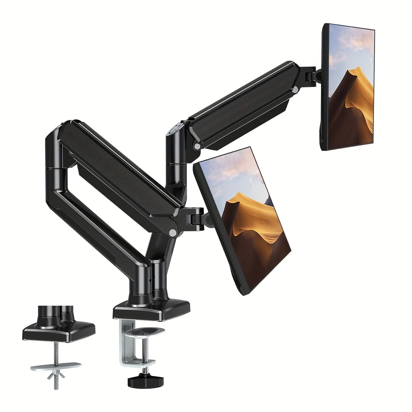 Support de moniteur réglable en hauteur VESA 100 x 100 mm pour deux écrans jusqu'à 32 pouces et 19,8 lb par écran