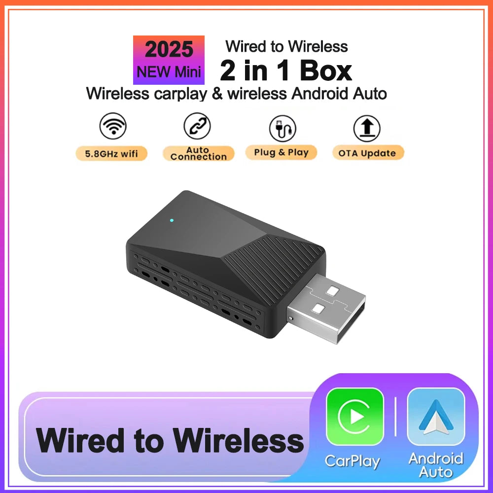 Wireless Carplay Android Auto Adapter Smart Mini Bt Wifi Usb Dongle For OEM Car Plug and Play WiFi Bluetooth Auto Connect