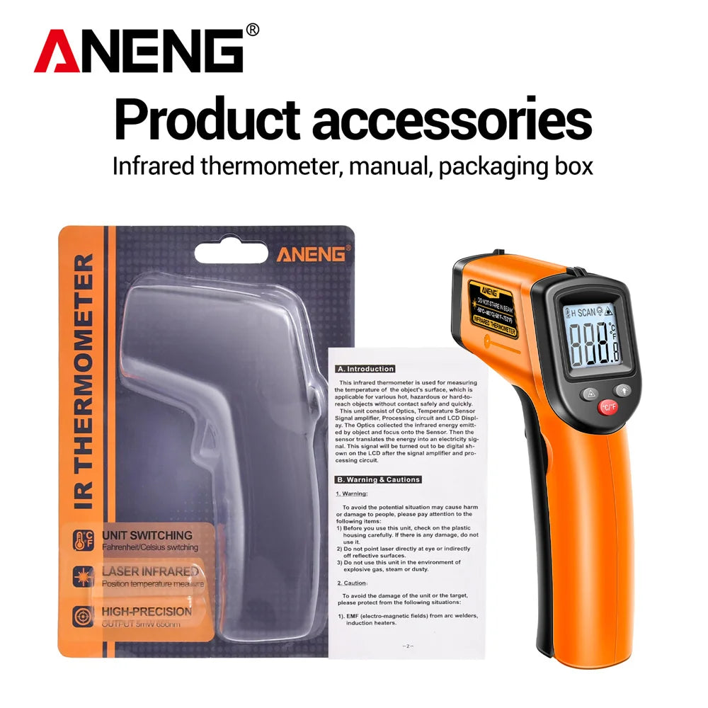 ANENG TH201 Thermometer Celsius Display Digital Infrared Thermometer Highly Sensitive Non-contact Temperature Measuring Gun Tool