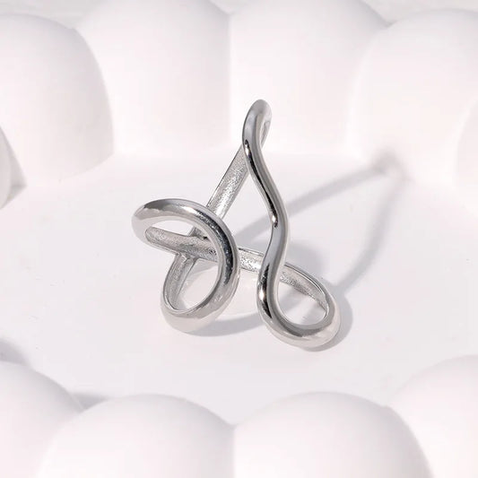 Bague ouverte tendance en acier inoxydable