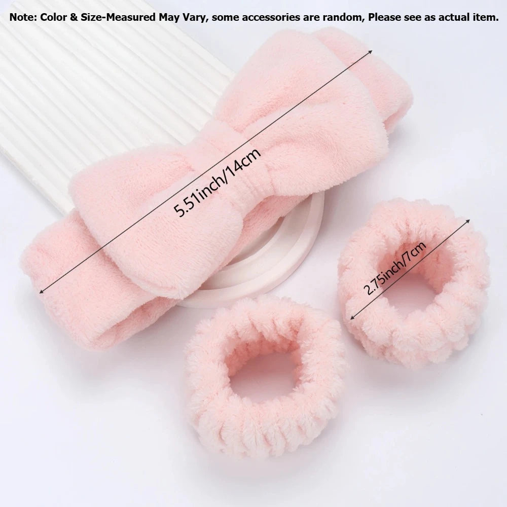 3pcs/set Spa Headband Wristband for Washing Face Microfiber Makeup Towel Hair Bands Washband Scrunchies Absorbent Wrist