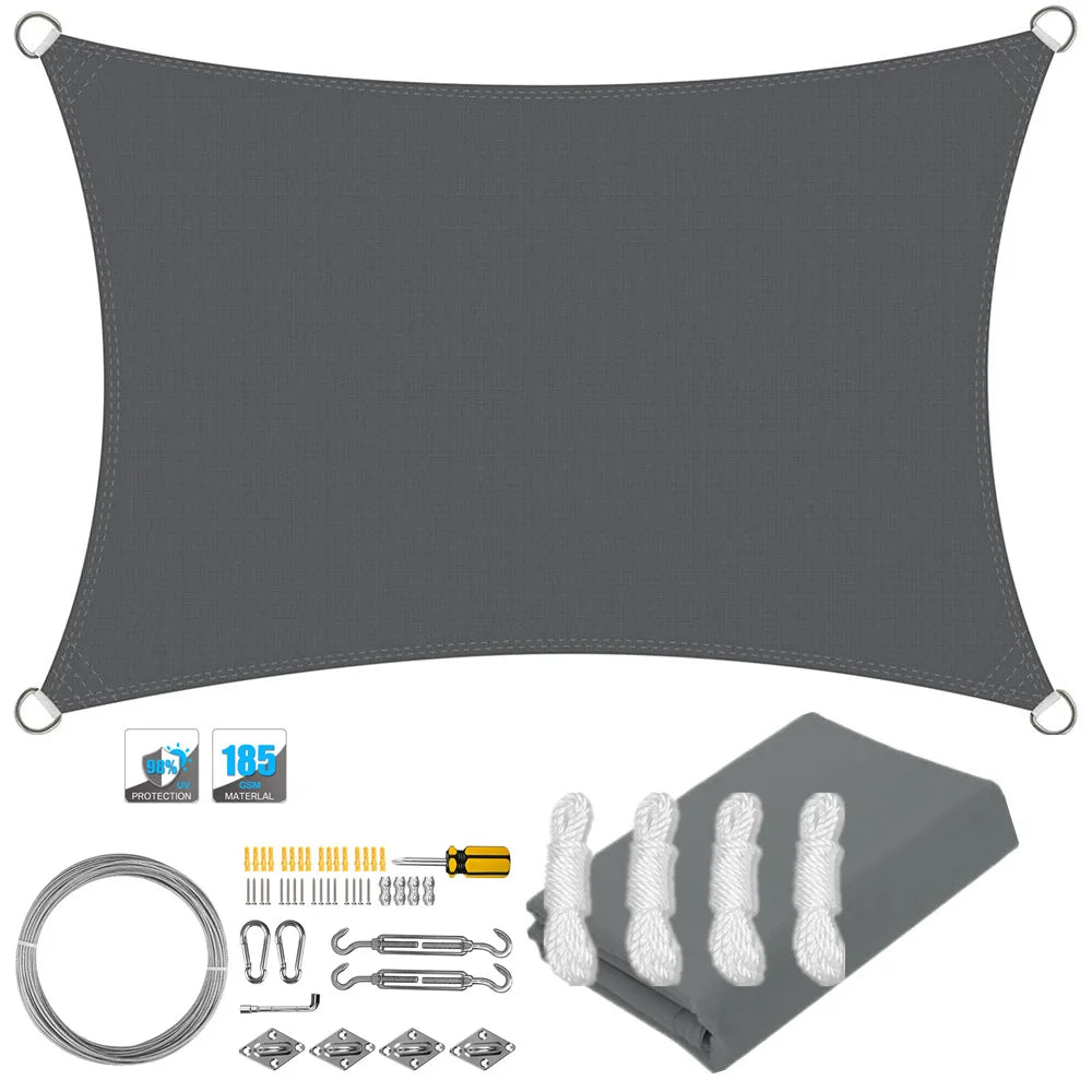 Voile d'ombrage rectangulaire imperméable et anti-UV pour jardin, terrasse, arrière-cour, terrasse, écran de confidentialité
