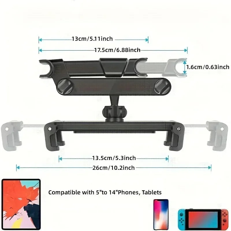 Telescopic Car Rear Pillow Phone Holder Tablet Rotating Car seat Rear Stand Headrest Brac ket for Phone Tablet 5 13 Inch