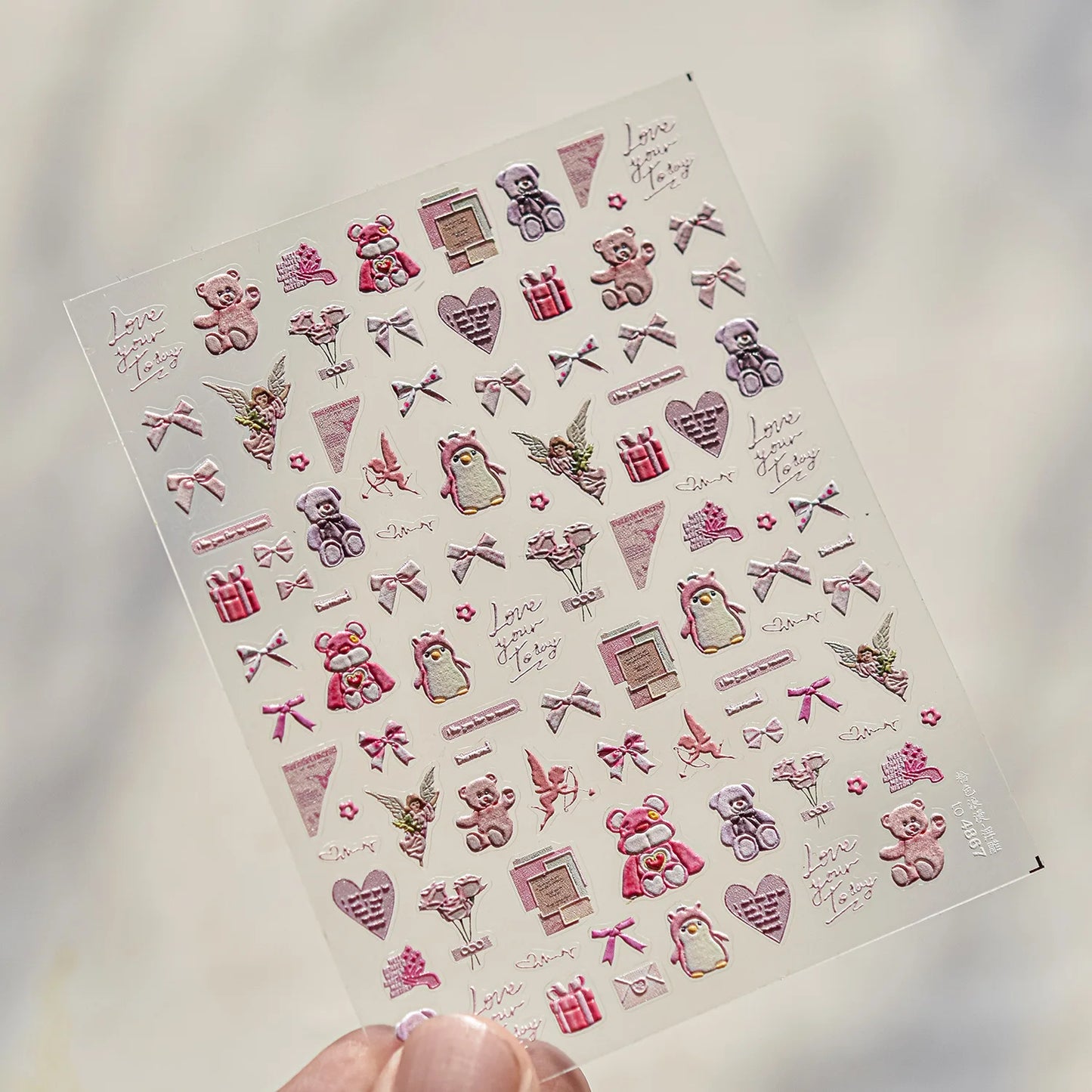 5D Cute Animal Nail Stickers Cute Sketching Graffiti Animal Cat Dog Nail Art Sticker Designs Self Adhesive Decoration Decal