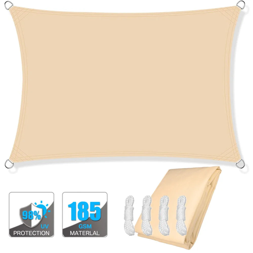 Voile d'ombrage rectangulaire imperméable et anti-UV pour jardin, terrasse, arrière-cour, terrasse, écran de confidentialité