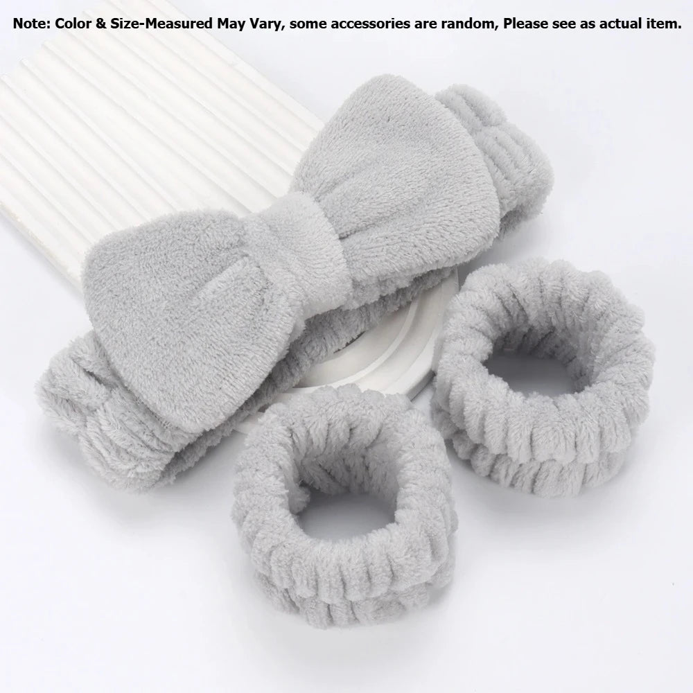 3pcs/set Spa Headband Wristband for Washing Face Microfiber Makeup Towel Hair Bands Washband Scrunchies Absorbent Wrist