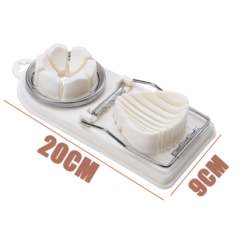 1/2PC Multi Functional Egg Cutting Artifact Stainless Steel Slicer Fancy Splitter Kitchen Divider Two in One Egg Cutter Tools