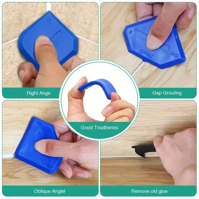 4pcs Silicone Glass Cement Scraper Sealant Grout Remover Tool for Home Finishing Caulking and Cleaning Hand Spatula