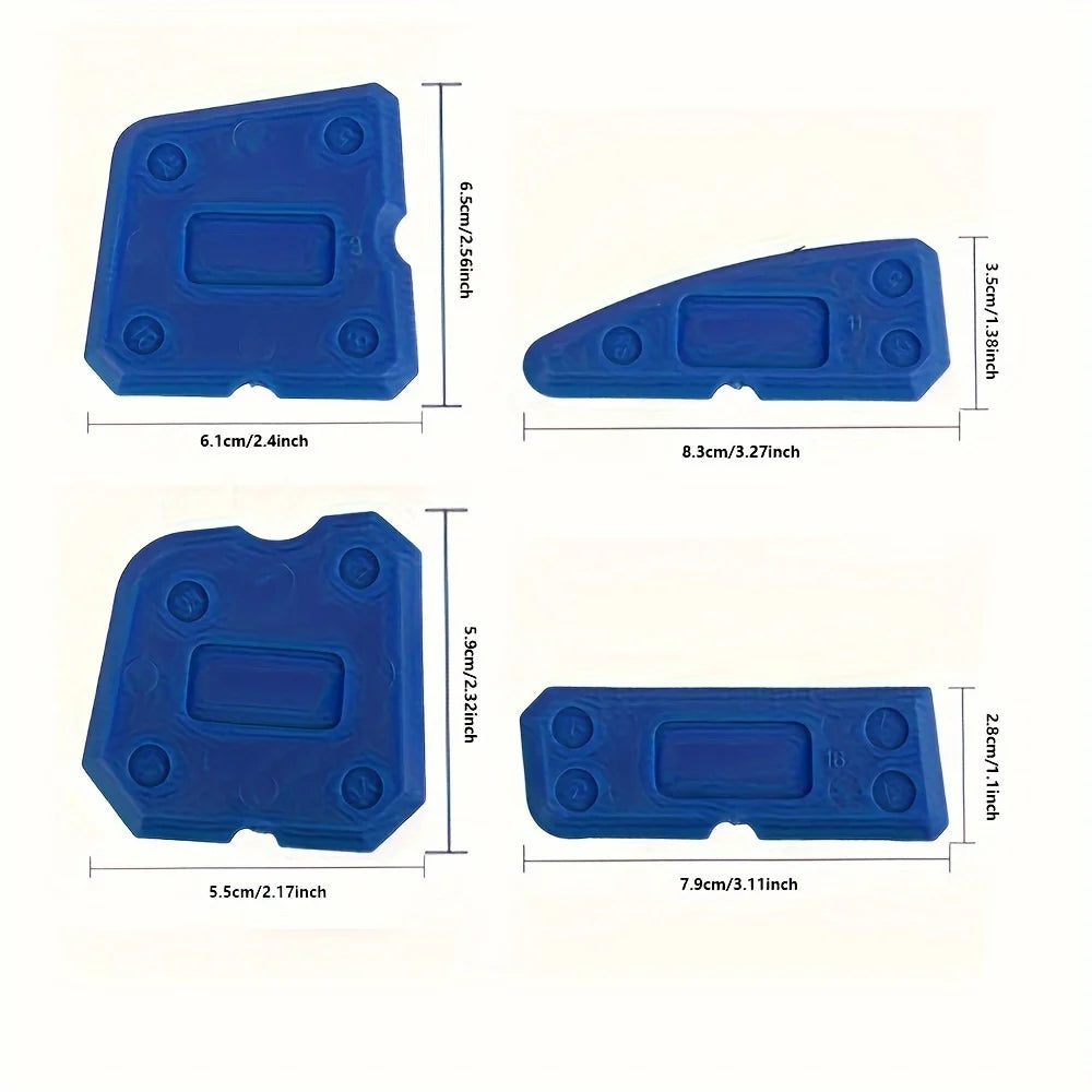 4pcs Silicone Glass Cement Scraper Sealant Grout Remover Tool for Home Finishing Caulking and Cleaning Hand Spatula