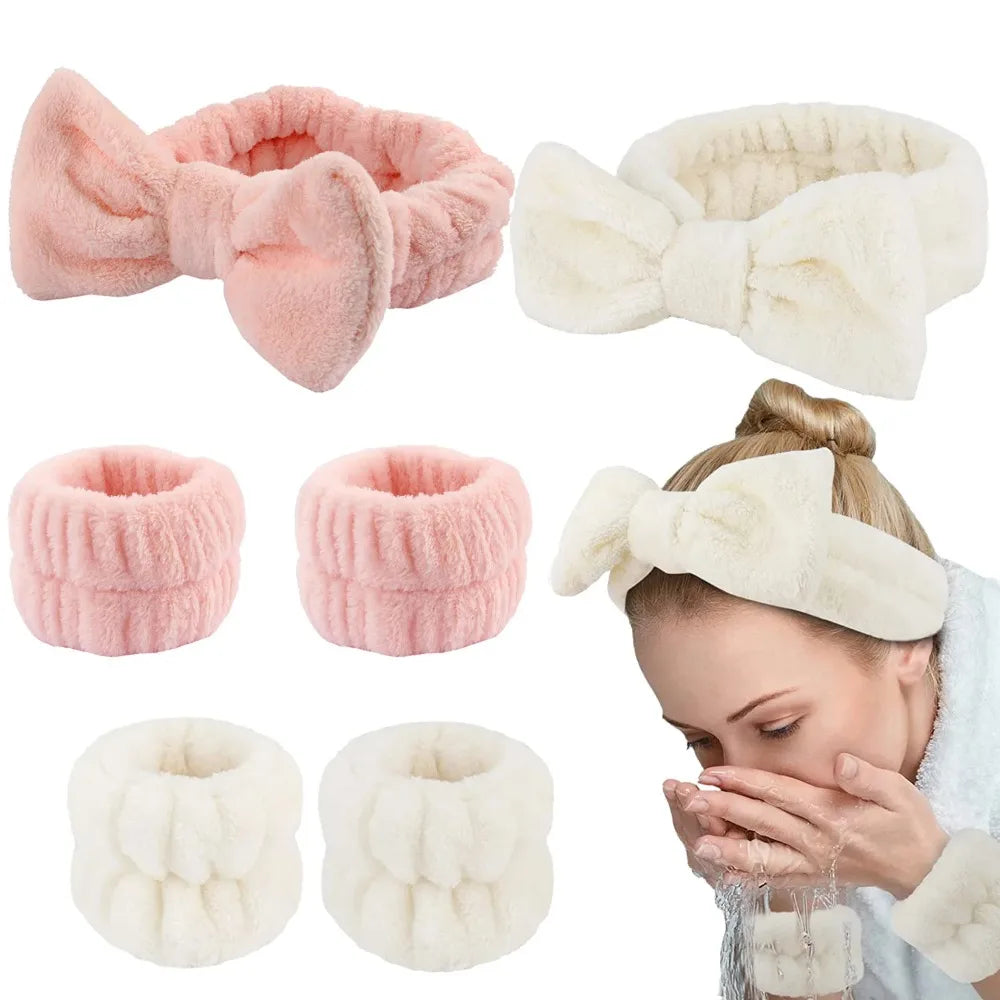 3pcs/set Spa Headband Wristband for Washing Face Microfiber Makeup Towel Hair Bands Washband Scrunchies Absorbent Wrist