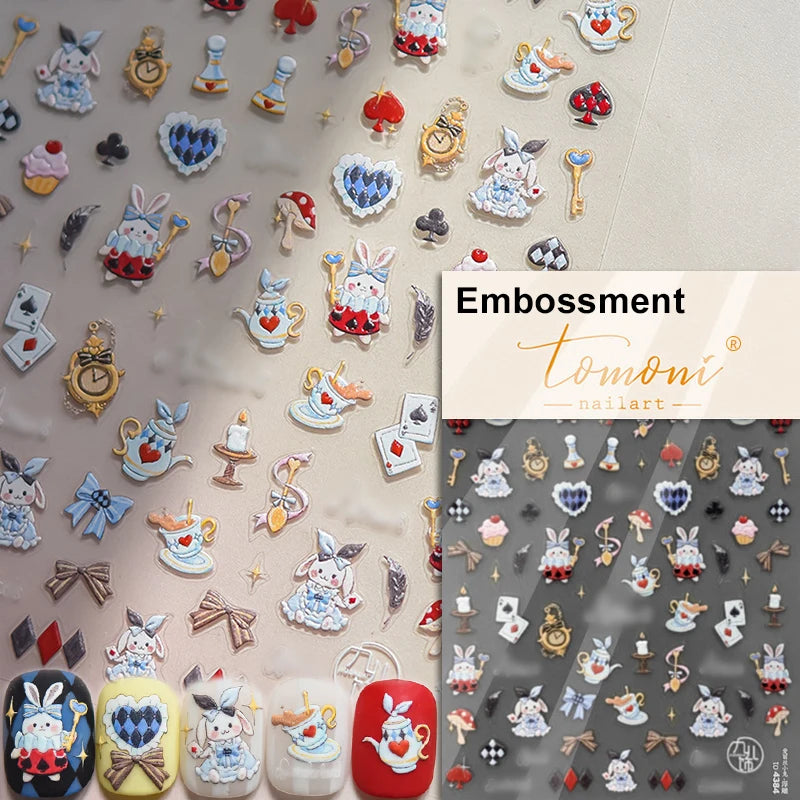 5D Cute Animal Nail Stickers Cute Sketching Graffiti Animal Cat Dog Nail Art Sticker Designs Self Adhesive Decoration Decal