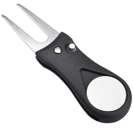 1PC Golf Divot Repair Tool With Ball Marker Pitch Mark Fork Golf Pitchfork Golf Accessories Foldable Divot Repair Tool