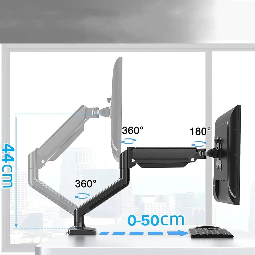Support de moniteur réglable en hauteur VESA 100 x 100 mm pour deux écrans jusqu'à 32 pouces et 19,8 lb par écran