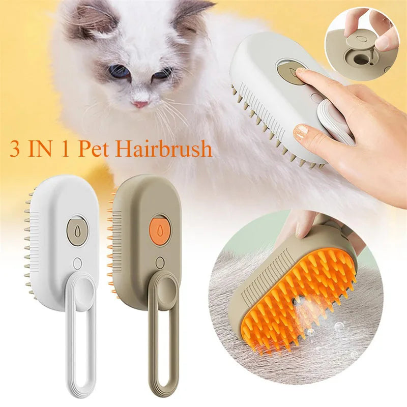 Brosse à vapeur électrique 3 en 1 pour animaux de compagnie, nettoyage pour chats et chiens, spray de massage, peigne de toilettage, poignée rétractable, épilation des poils d'animaux, BeautyBrush