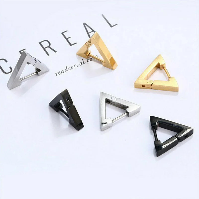 1 paire de boucles d'oreilles triangulaires punk . Acier inox