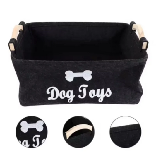 Une boîte de rangement pour jouets pour chats et chiens avec différents styles et types, en feutre et ne se décolore pas.