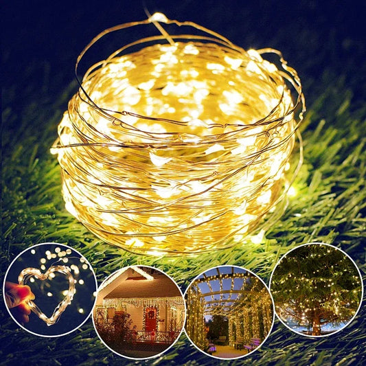 300LED Solar String Lights Outdoor Waterproof Copper Wire Fairy Lights 8 Modes Suitable for Wedding Party Christmas Decoration