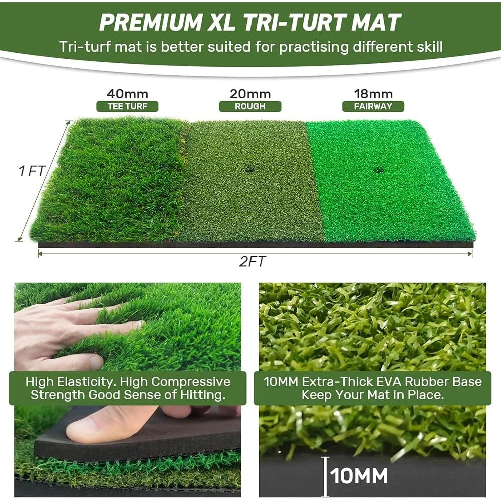 Filet d'entraînement de golf avec tapis d'aide à la frappe. Haute densité Durable, Sac de transport, Intérieur, Extérieur