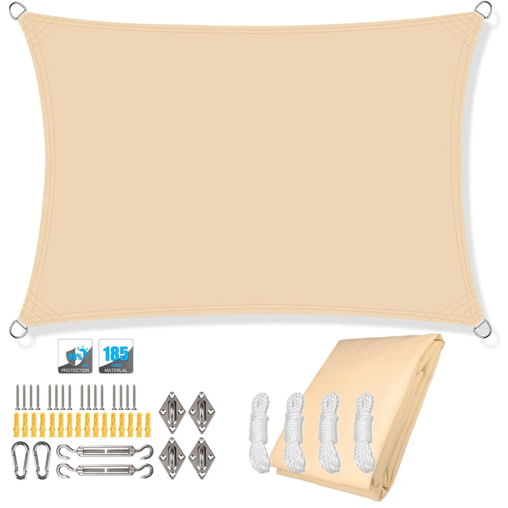 Voile d'ombrage rectangulaire imperméable et anti-UV pour jardin, terrasse, arrière-cour, terrasse, écran de confidentialité