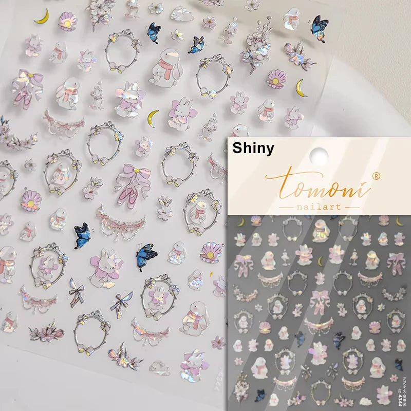 5D Cute Animal Nail Stickers Cute Sketching Graffiti Animal Cat Dog Nail Art Sticker Designs Self Adhesive Decoration Decal