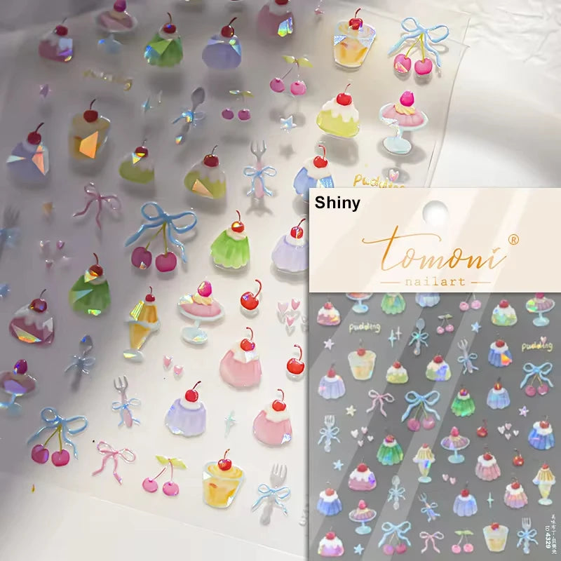 5D Cute Animal Nail Stickers Cute Sketching Graffiti Animal Cat Dog Nail Art Sticker Designs Self Adhesive Decoration Decal
