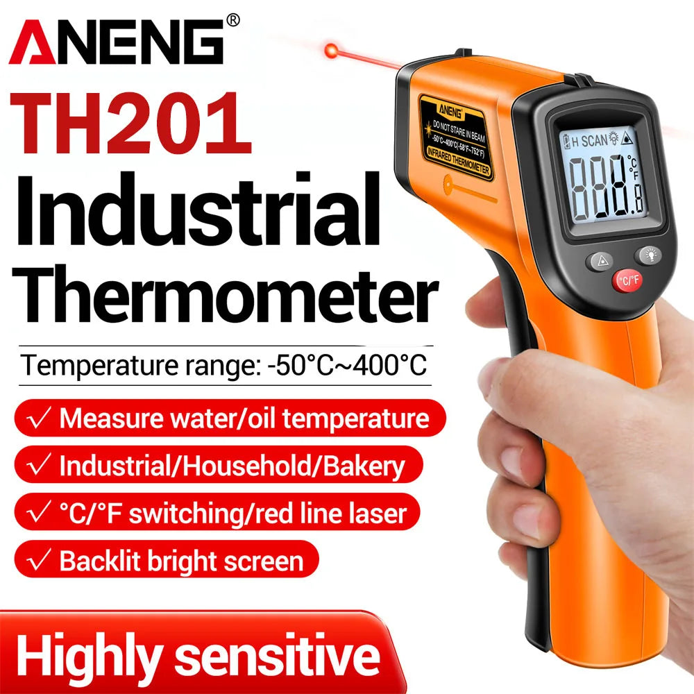 ANENG TH201 Thermometer Celsius Display Digital Infrared Thermometer Highly Sensitive Non-contact Temperature Measuring Gun Tool