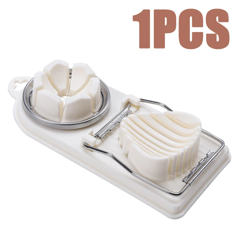 1/2PC Multi Functional Egg Cutting Artifact Stainless Steel Slicer Fancy Splitter Kitchen Divider Two in One Egg Cutter Tools