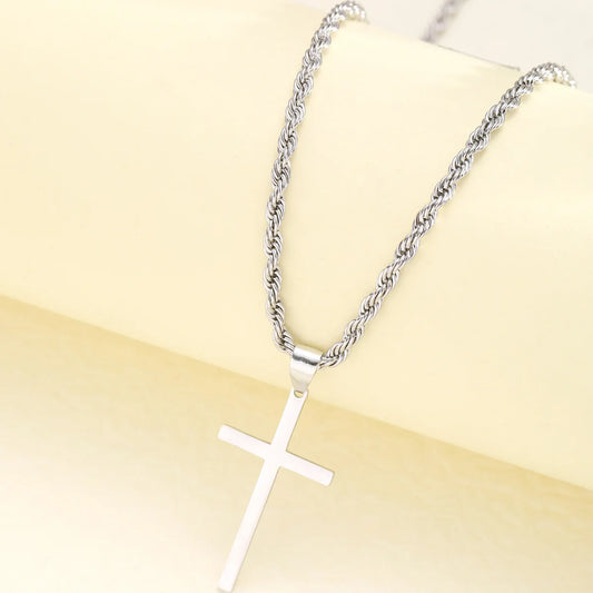 New Stainless Steel Cross Pendant Necklace for Men Women Minimalist Gold Color Jewelry Male Female Necklaces Chokers Gifts