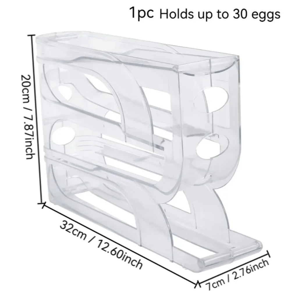 1Pc 3/4 Tier Home Automatic Rolling Egg Storage Box, Kitchen Refrigerator Side Door, Egg Preservation Rack,Easy To Clean