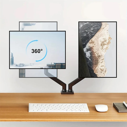 Support de moniteur réglable en hauteur VESA 100 x 100 mm pour deux écrans jusqu'à 32 pouces et 19,8 lb par écran