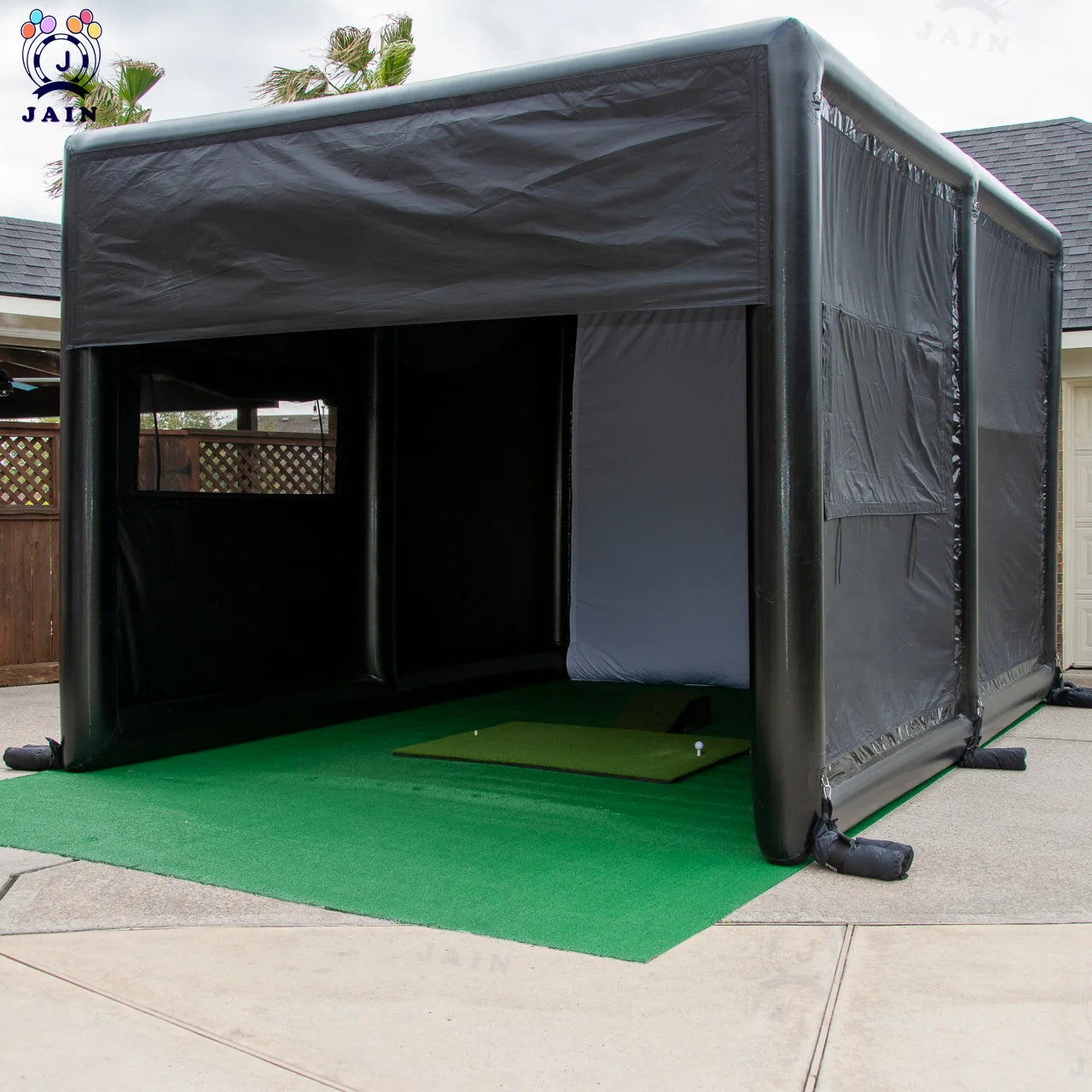 Cage d'entraînement de golf portable, simulateur de golf gonflable, tente de tir avec projecteur et pompe, pour sports de plein air