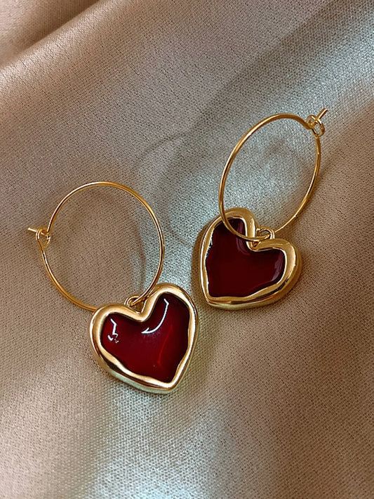 Lot de 2 boucles d'oreilles tendance en forme de cœur