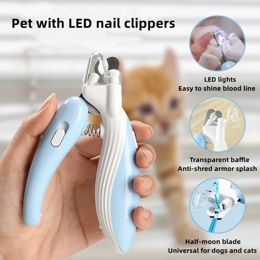 Coupe-ongles pour animaux de compagnie, coupe-ongles pour chiens et chats, coupe-ongles électrique à LED pratique, fournitures de toilettage pour chiens