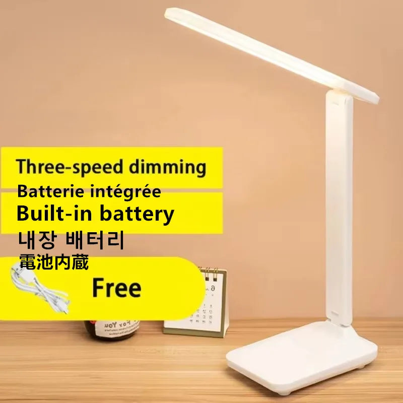 LED Touch Switch White Folding Desk Lamp Bedroom Bedside Study Reading Eye Care Night Lamp USB Plug-in Dimmable White Desk Lamp