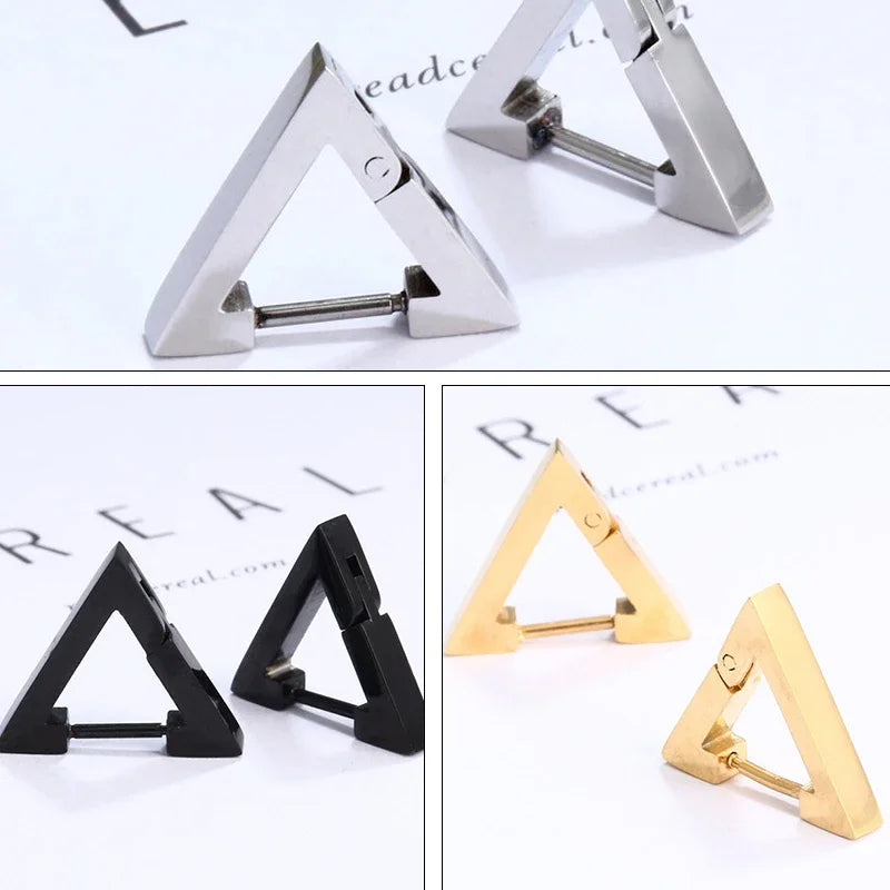 1 paire de boucles d'oreilles triangulaires punk . Acier inox