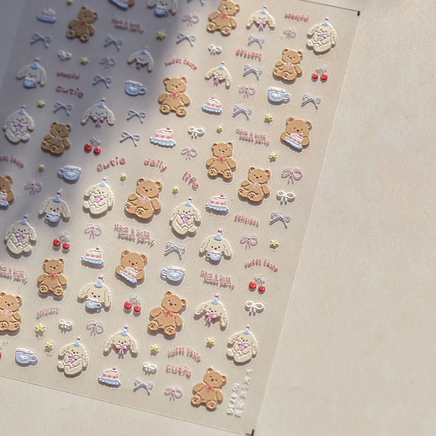 5D Cute Animal Nail Stickers Cute Sketching Graffiti Animal Cat Dog Nail Art Sticker Designs Self Adhesive Decoration Decal