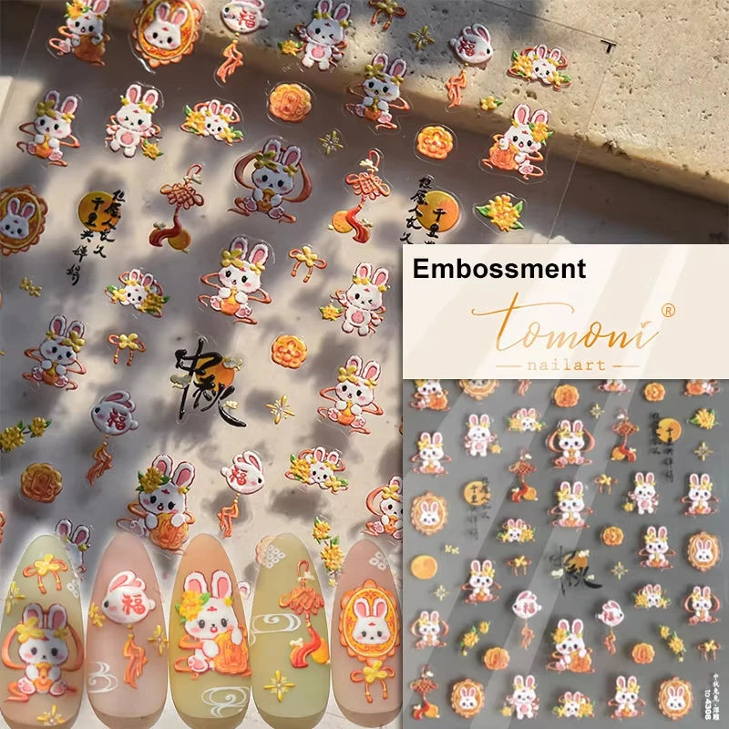 5D Cute Animal Nail Stickers Cute Sketching Graffiti Animal Cat Dog Nail Art Sticker Designs Self Adhesive Decoration Decal
