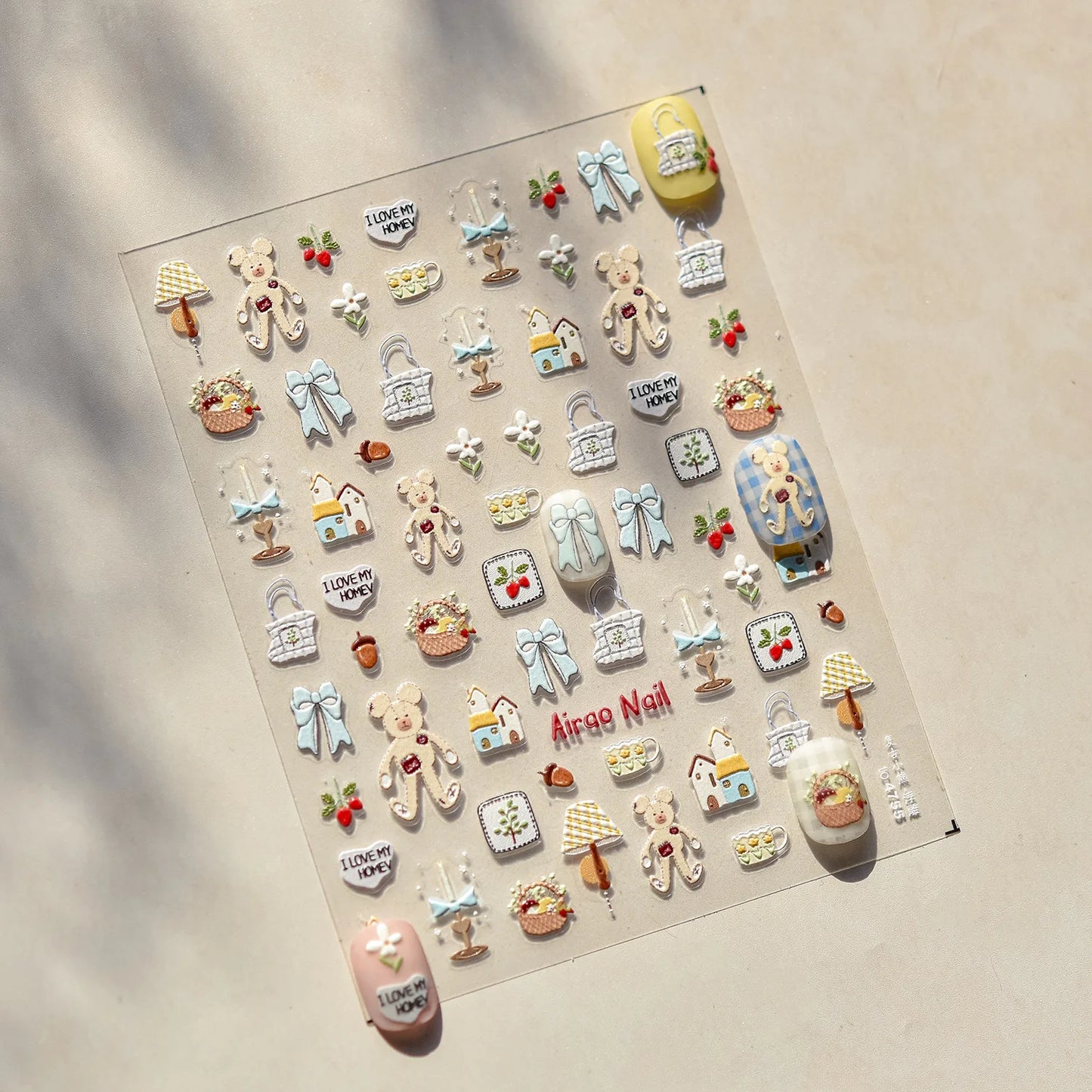 5D Cute Animal Nail Stickers Cute Sketching Graffiti Animal Cat Dog Nail Art Sticker Designs Self Adhesive Decoration Decal