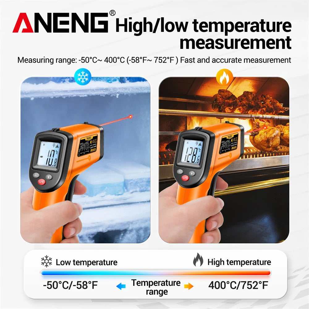 ANENG TH201 Thermometer Celsius Display Digital Infrared Thermometer Highly Sensitive Non-contact Temperature Measuring Gun Tool