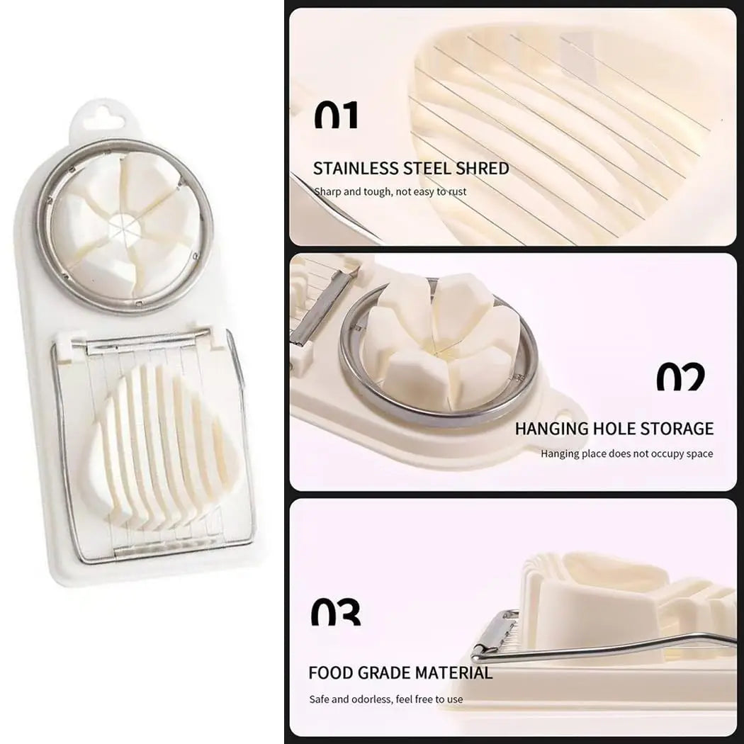 1/2PC Multi Functional Egg Cutting Artifact Stainless Steel Slicer Fancy Splitter Kitchen Divider Two in One Egg Cutter Tools