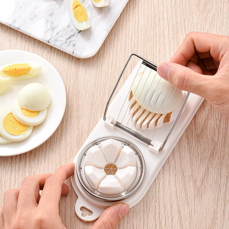 1/2PC Multi Functional Egg Cutting Artifact Stainless Steel Slicer Fancy Splitter Kitchen Divider Two in One Egg Cutter Tools
