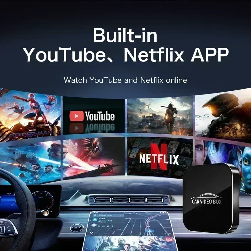 New CarPlay ai Box Wireless Android Auto & Apple Carplay 3in1 Multimedia Adapter Built-in Netflix YouTube 5G WIfi Plug & Play