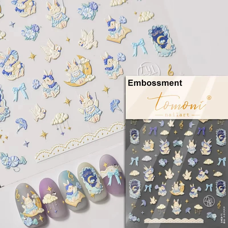 5D Cute Animal Nail Stickers Cute Sketching Graffiti Animal Cat Dog Nail Art Sticker Designs Self Adhesive Decoration Decal