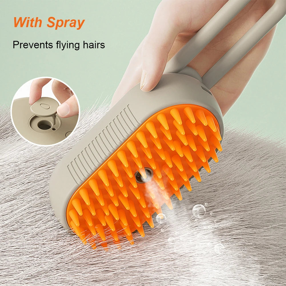 Brosse à vapeur électrique 3 en 1 pour animaux de compagnie, nettoyage pour chats et chiens, spray de massage, peigne de toilettage, poignée rétractable, épilation des poils d'animaux, BeautyBrush