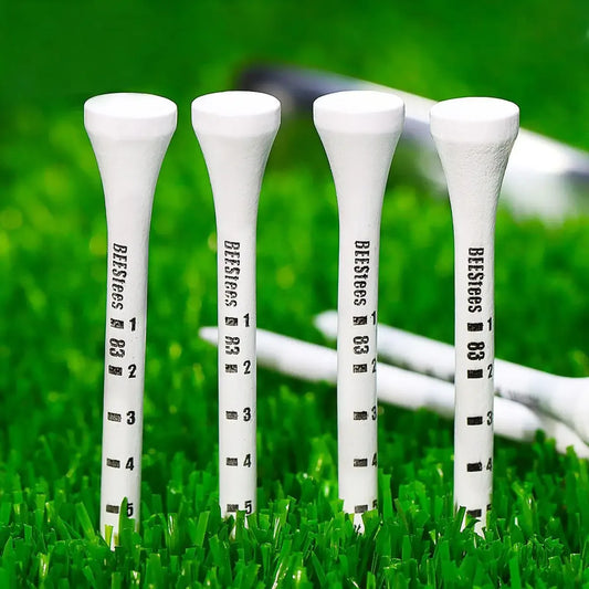 Lot de 50 tees de golf en bois durables qui stabilisent la balle sur le parcours pour maintenir un niveau de départ parfait et améliorer la précision. Golf TE012