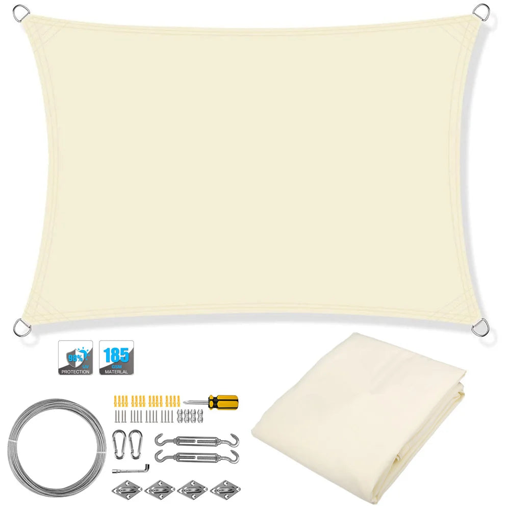 Voile d'ombrage rectangulaire imperméable et anti-UV pour jardin, terrasse, arrière-cour, terrasse, écran de confidentialité